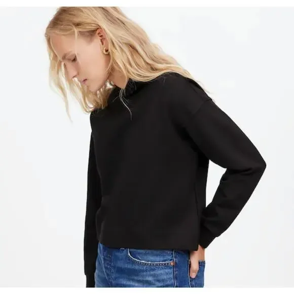 NWT Madewell Ponte Hoodie Sweatshirt In Black Size Medium - Picture 2 of 8